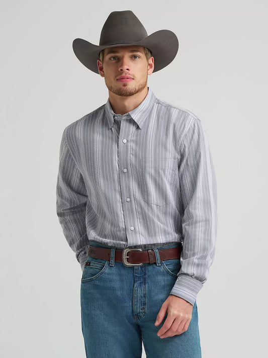 Wrangler X Cody Johnson Charcoal Dobby Stripes Shirt