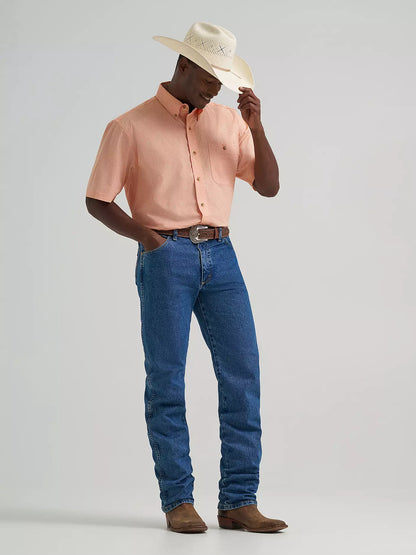 Wrangler George Strait Peach Mod Short Sleeve One Pocket Button Down Shirt