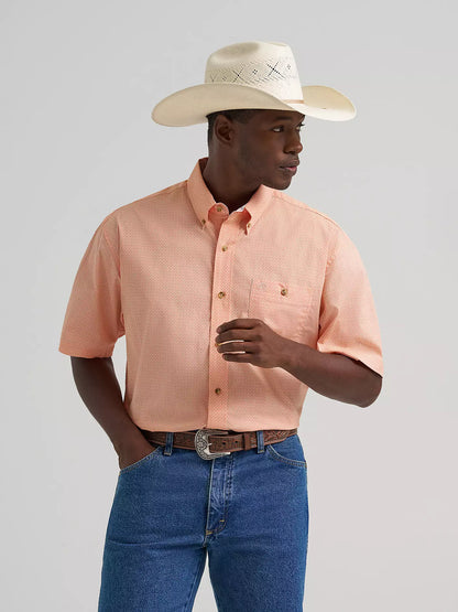 Wrangler George Strait Peach Mod Short Sleeve One Pocket Button Down Shirt