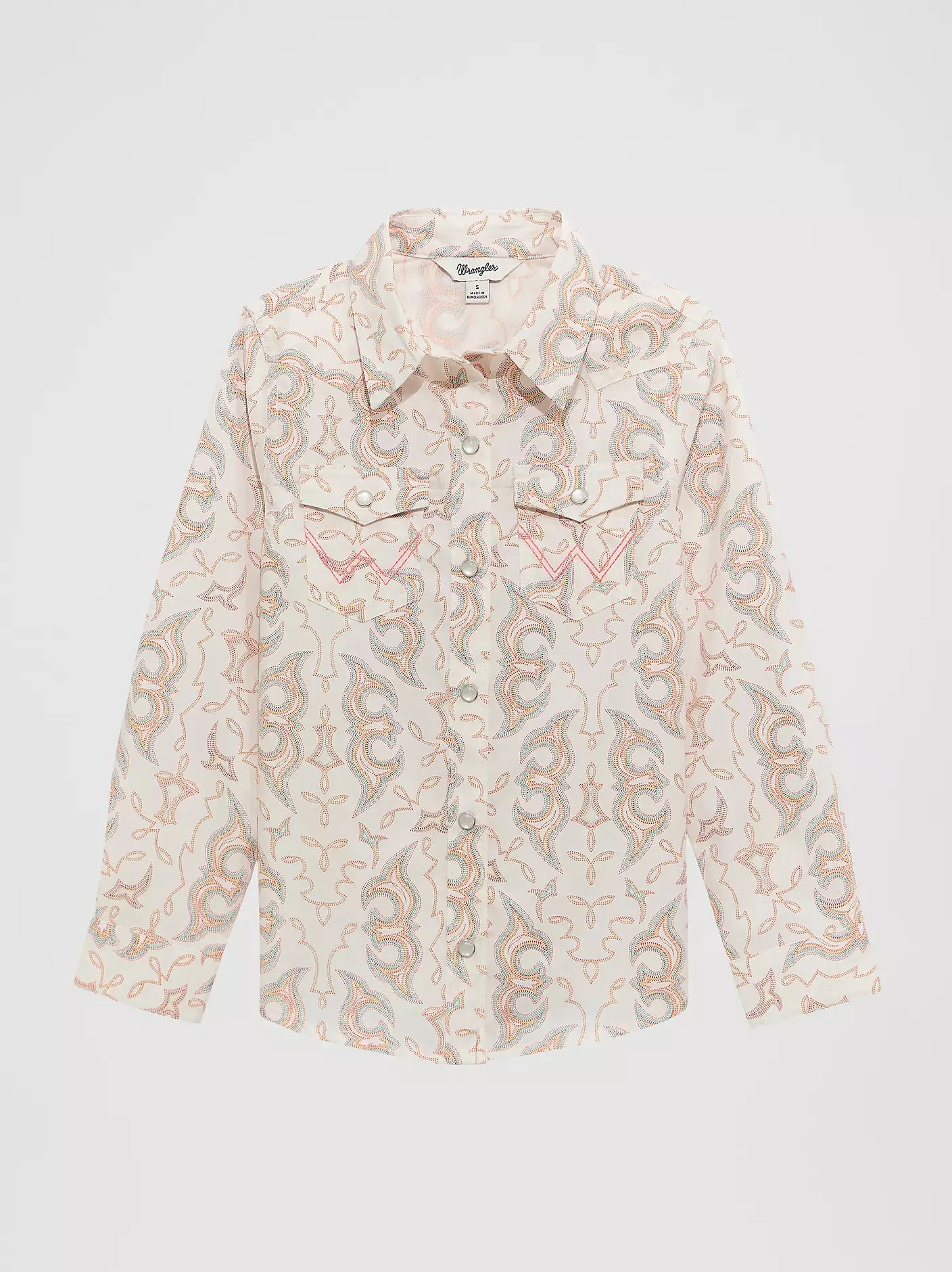 Wrangler Girl's Bold Print Western Snap Shirt