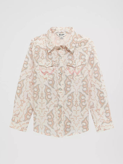 Wrangler Girl's Bold Print Western Snap Shirt