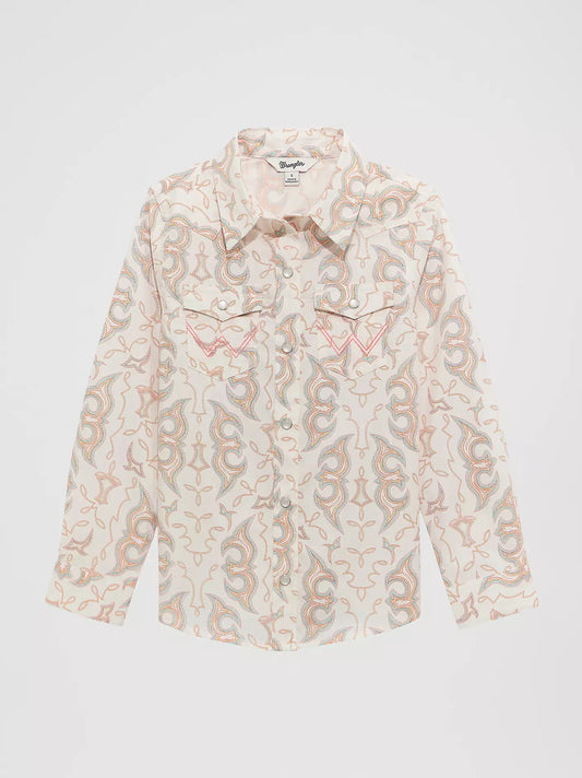 Wrangler Girl's Bold Print Western Snap Shirt