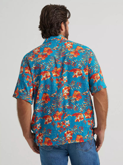 Wrangler Blue Tropics Coconut Cowboy Camp Shirt