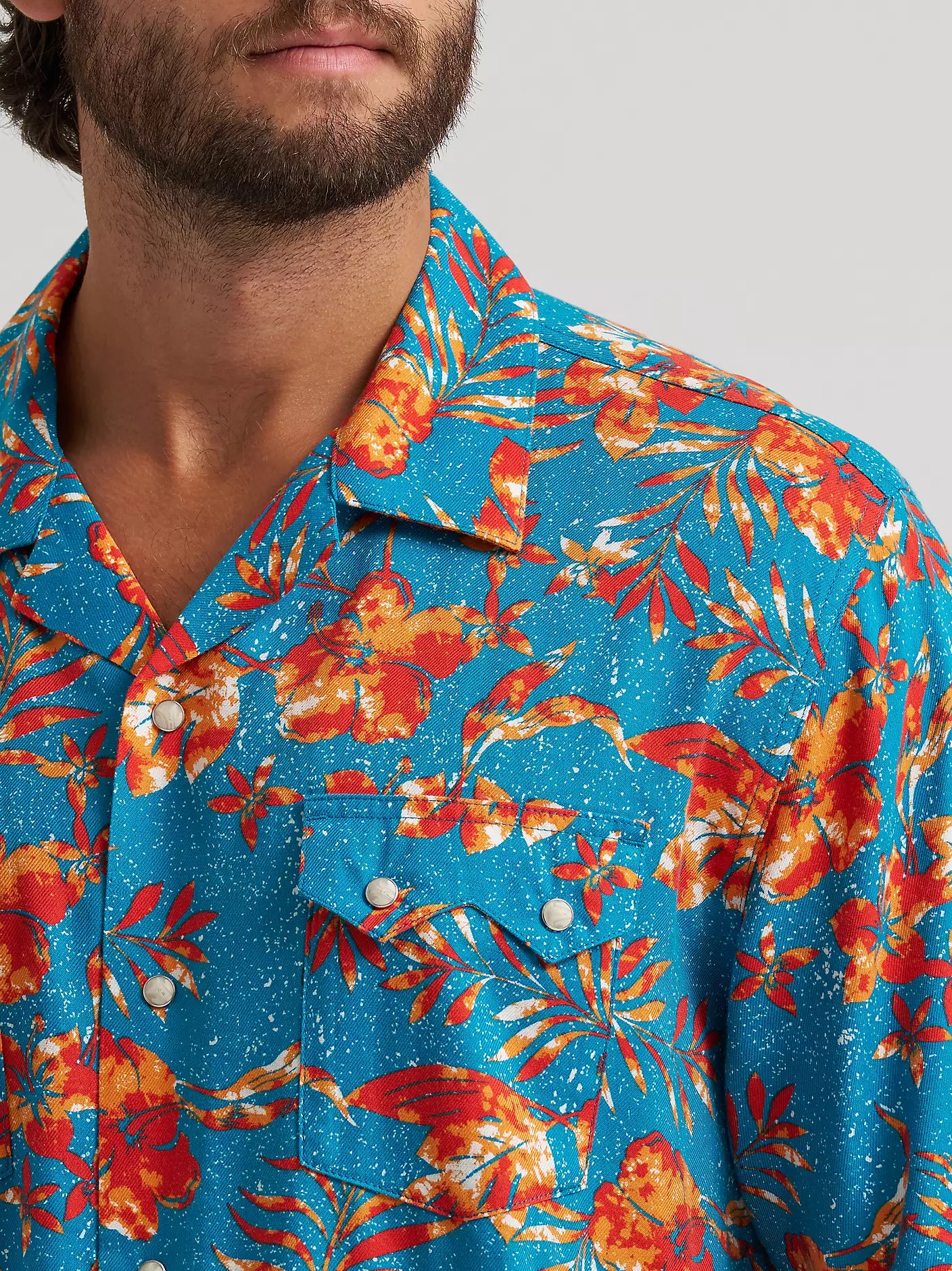 Wrangler Blue Tropics Coconut Cowboy Camp Shirt