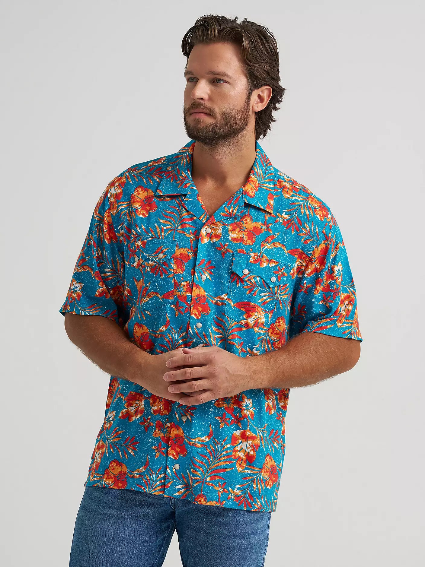 Wrangler Blue Tropics Coconut Cowboy Camp Shirt