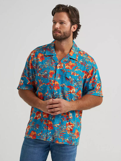 Wrangler Blue Tropics Coconut Cowboy Camp Shirt