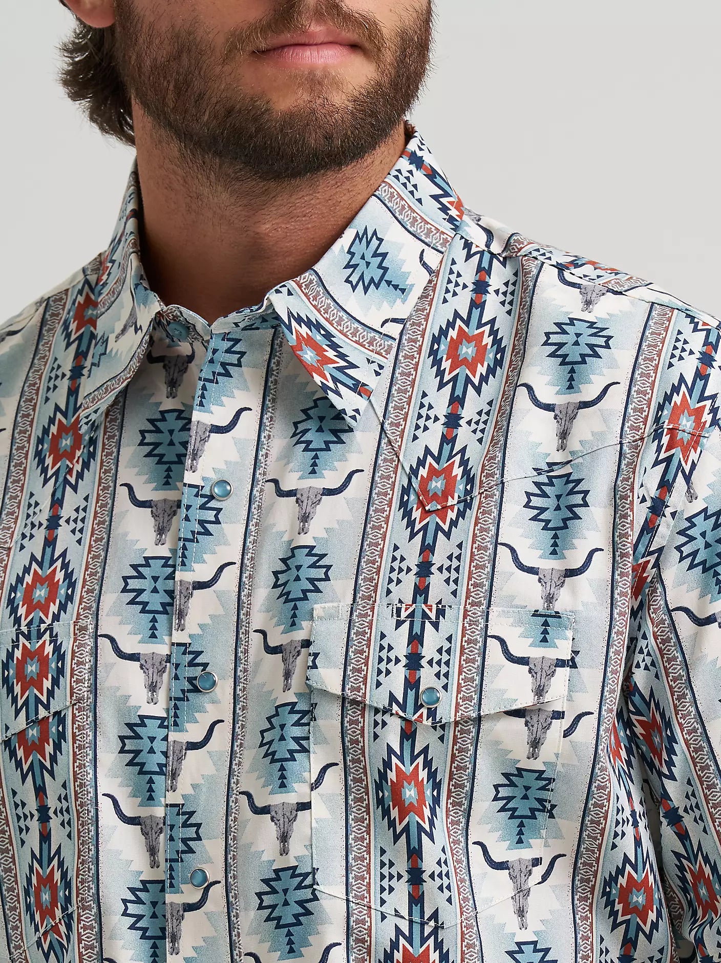 Wrangler Checotah Long Sleeve Western Snap Printed Shirt
