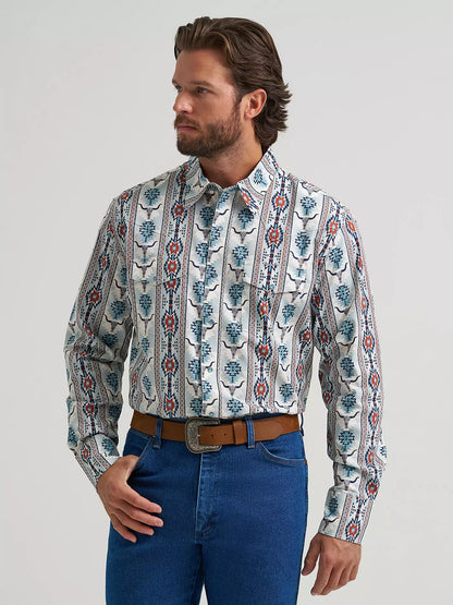 Wrangler Checotah Long Sleeve Western Snap Printed Shirt