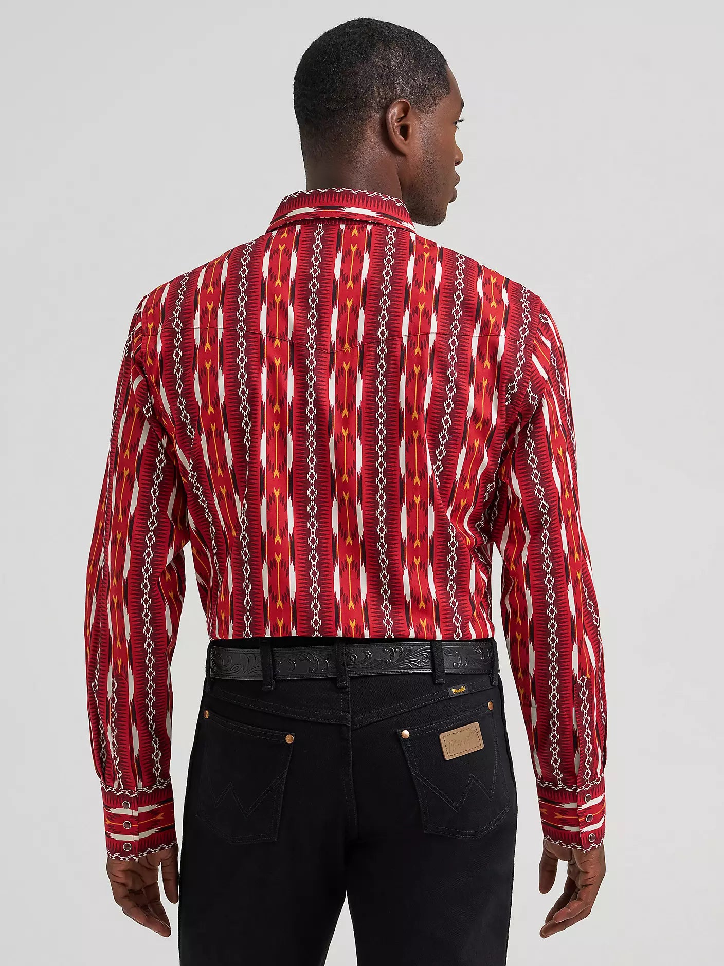 Wrangler Checotah Fire Red Arrow Long Sleeve Snap Shirt