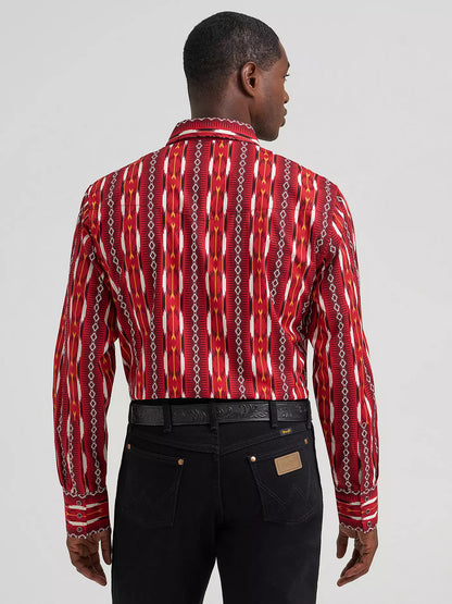Wrangler Checotah Fire Red Arrow Long Sleeve Snap Shirt