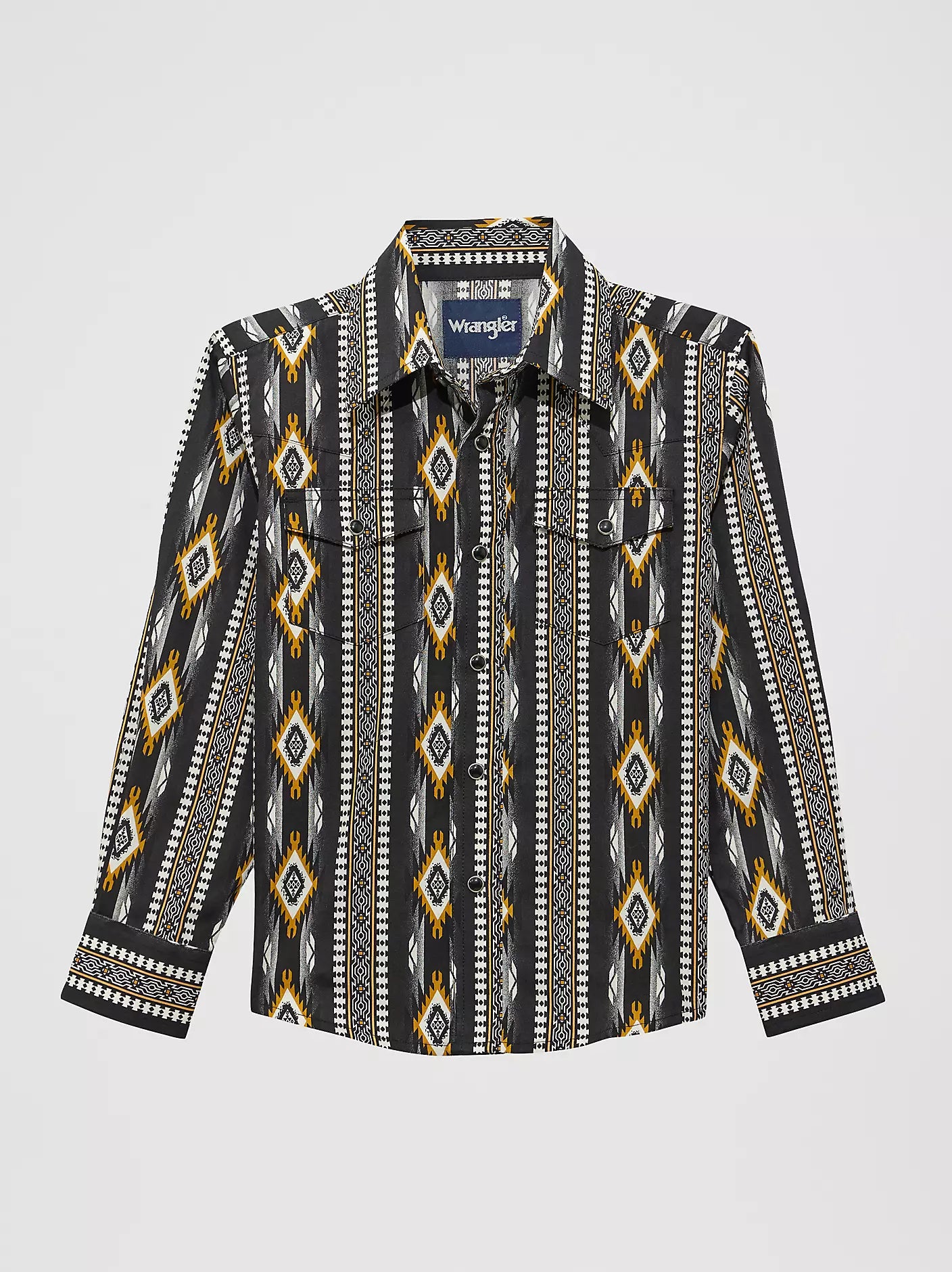 Wrangler Boy's Checotah Crow Black Long Sleeve Snap Shirt