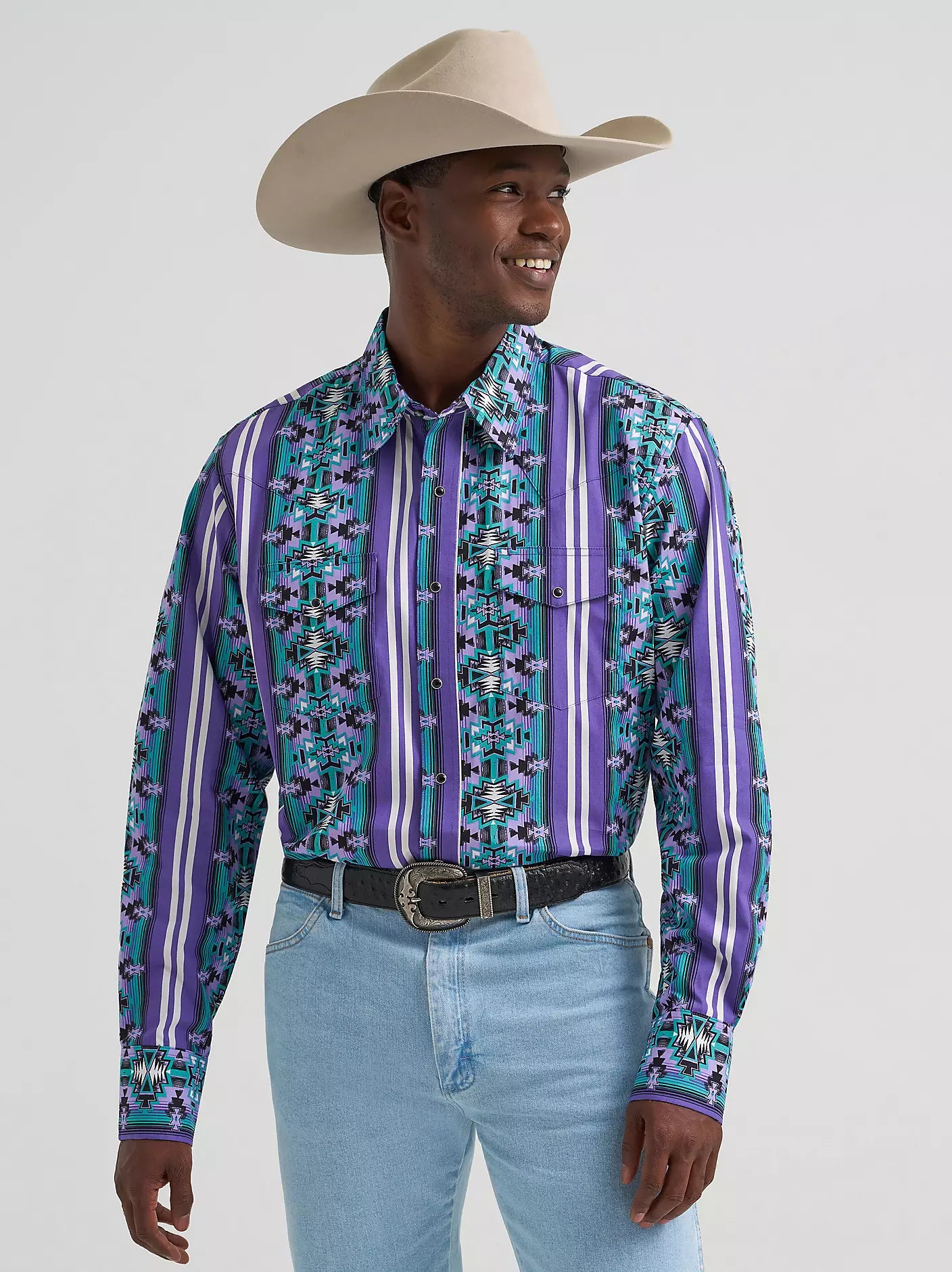 Wrangler Checotah Violet Serape Long Sleeve Snap Shirt