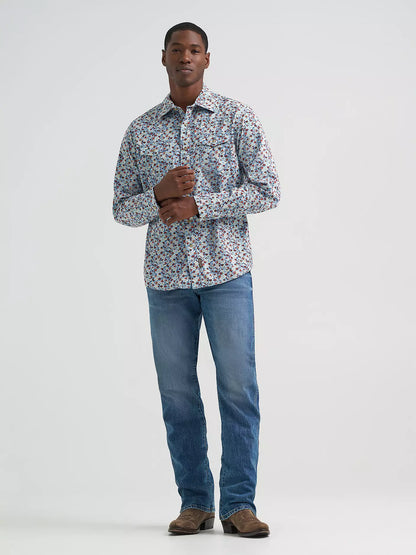 Men's Wrangler Retro Floral Fig Premium Long Sleeve Snap Shirt