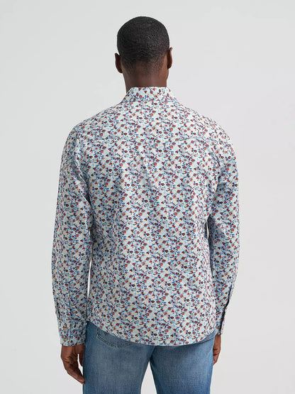 Men's Wrangler Retro Floral Fig Premium Long Sleeve Snap Shirt
