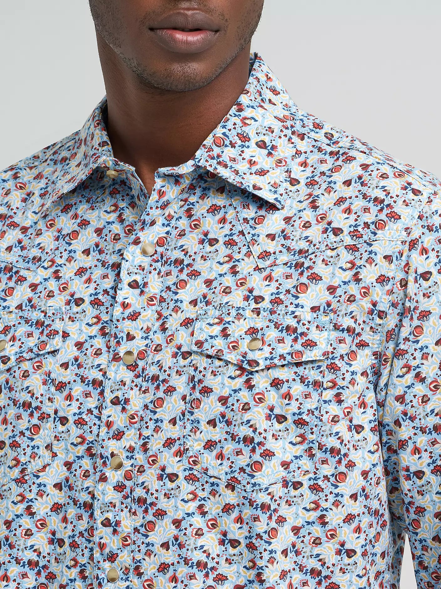 Men's Wrangler Retro Floral Fig Premium Long Sleeve Snap Shirt