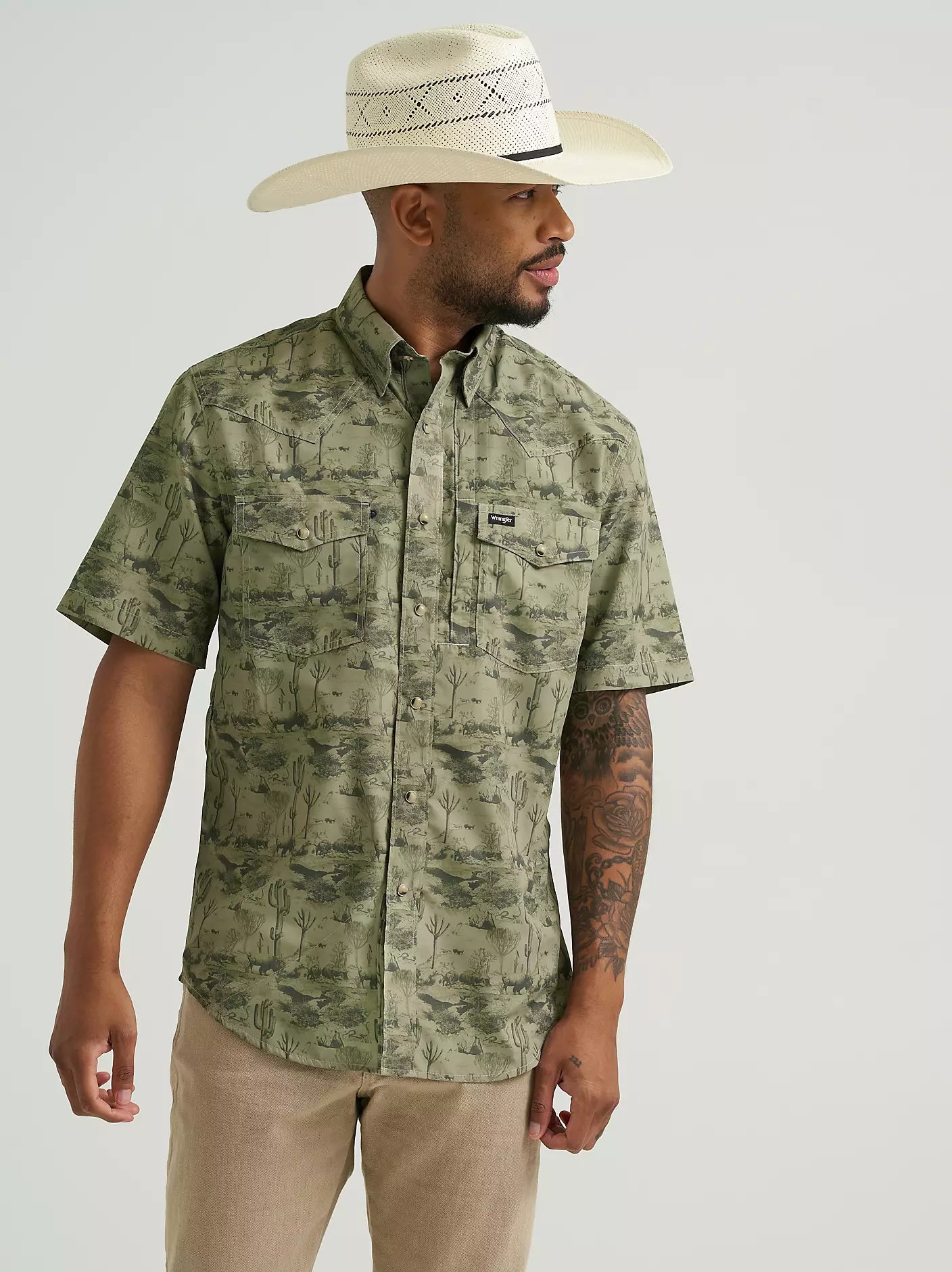 Wrangler All Terrain Gear Men's Olivine Performance Shirt