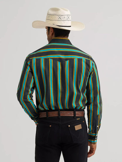 Wrangler Vintage-Inspired Brushpopper Western Snap Long Sleeve Shirt