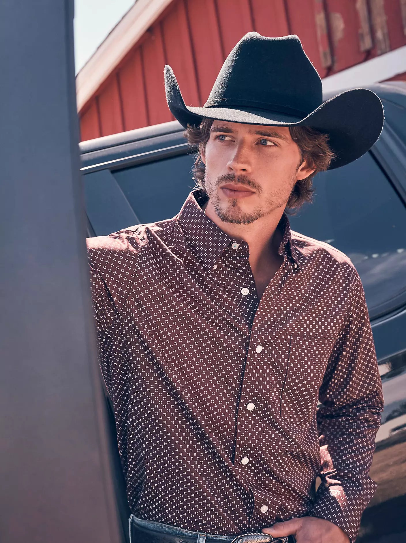 Wrangler Cody Johnson Wine One Pocket Button Down Shirt