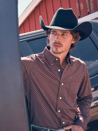 Wrangler Cody Johnson Wine One Pocket Button Down Shirt