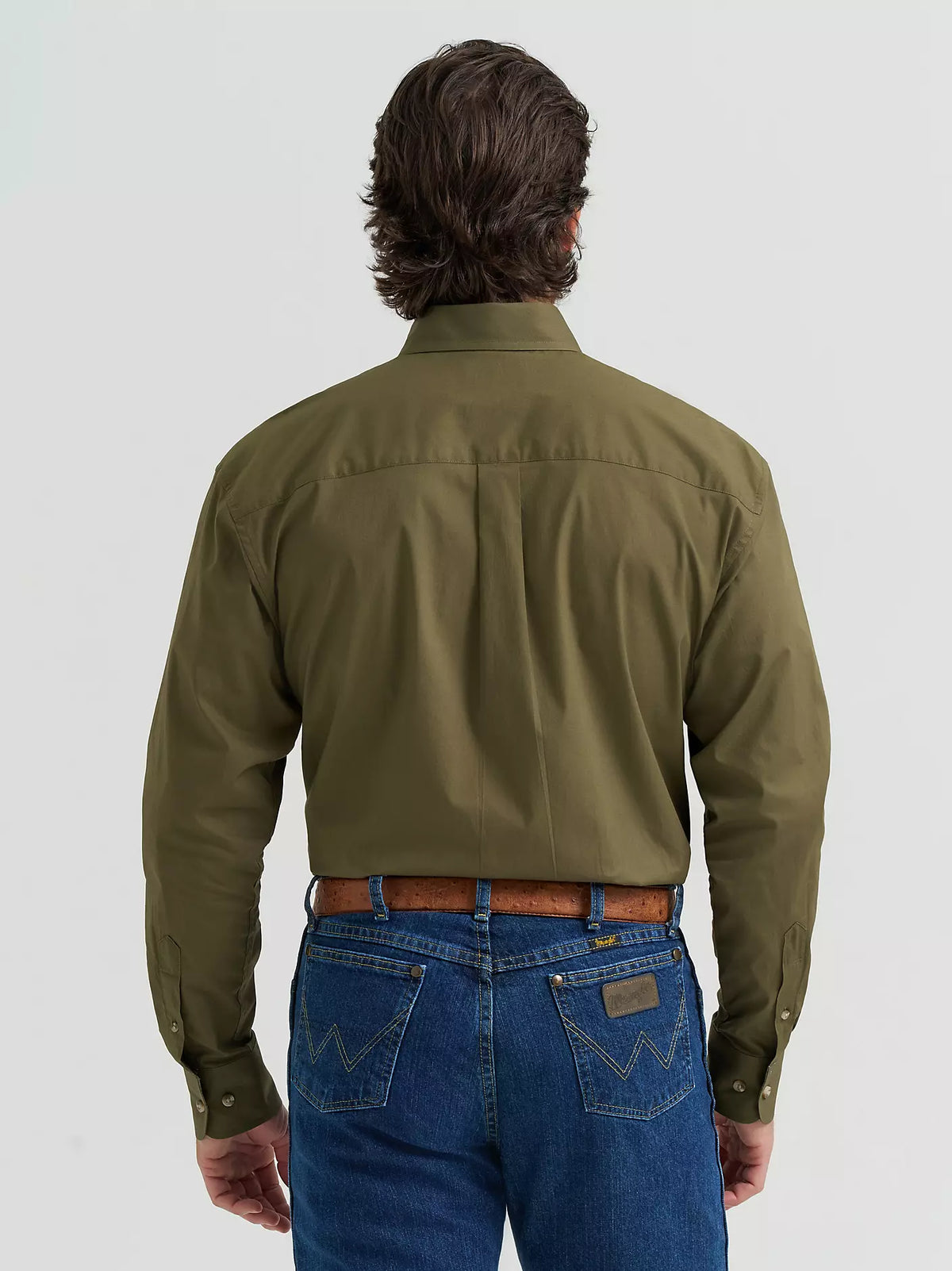 Wrangler George Strait Lichen Solid One Pocket Button Down Shirt