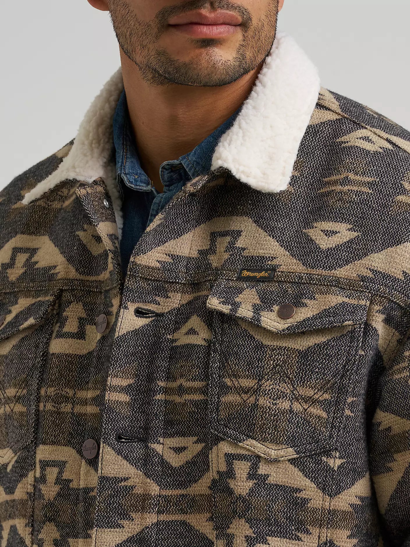 Wrangler Elmwood Sherpa Lined Jacquard Print Jacket