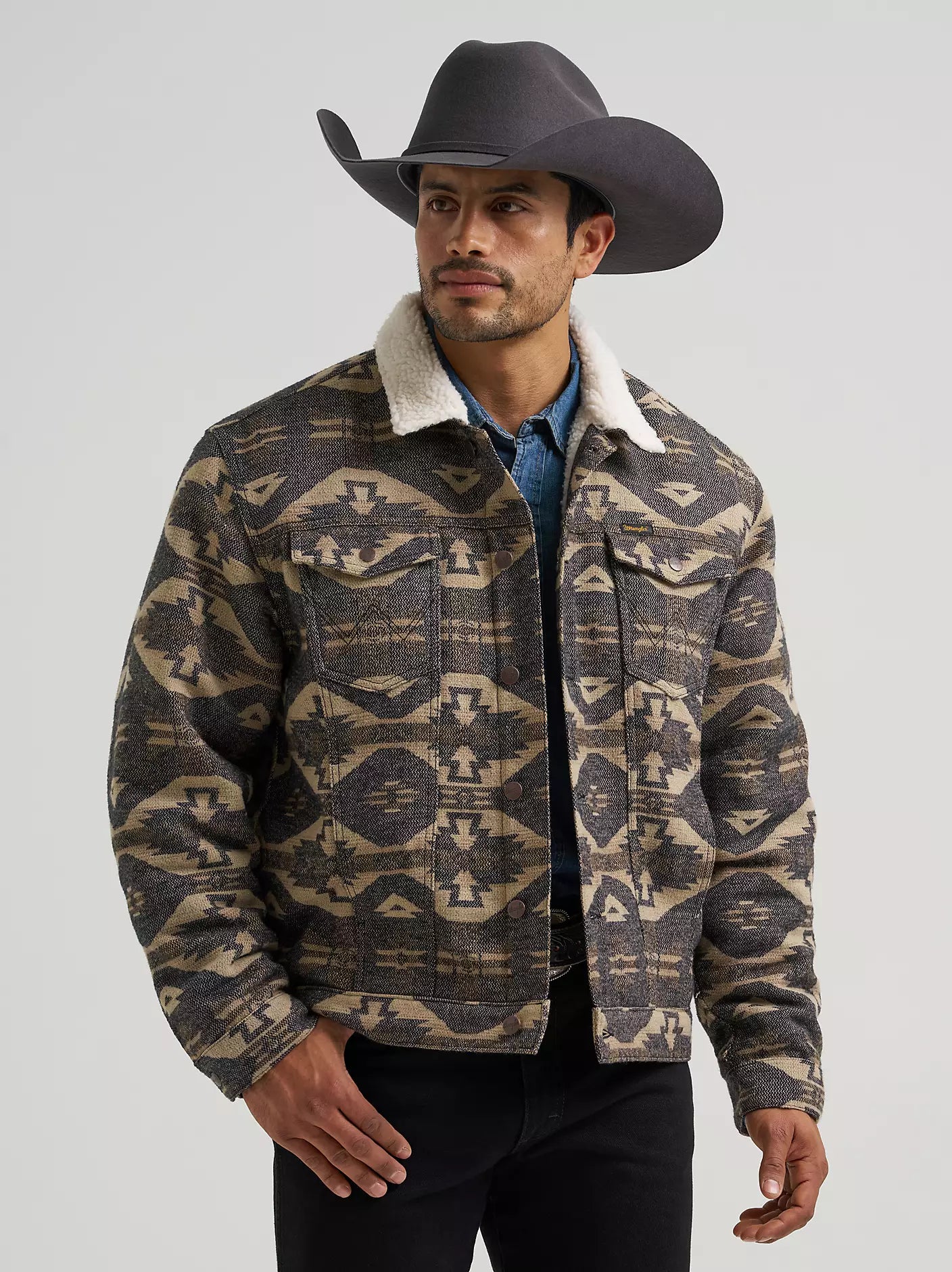 Wrangler Elmwood Sherpa Lined Jacquard Print Jacket