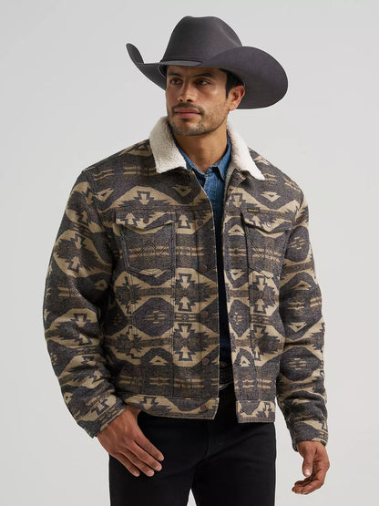 Wrangler Elmwood Sherpa Lined Jacquard Print Jacket