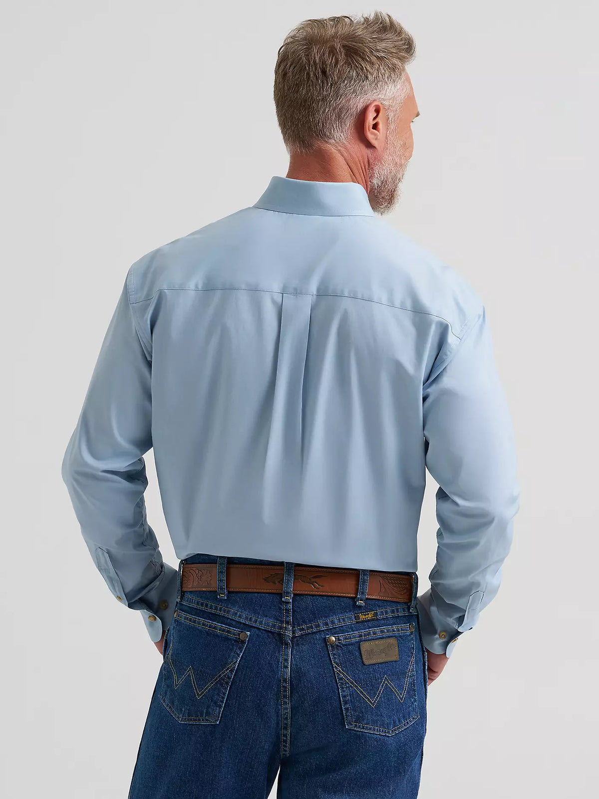 Wrangler George Strait Blue Steel Solid One Pocket Button Down Shirt