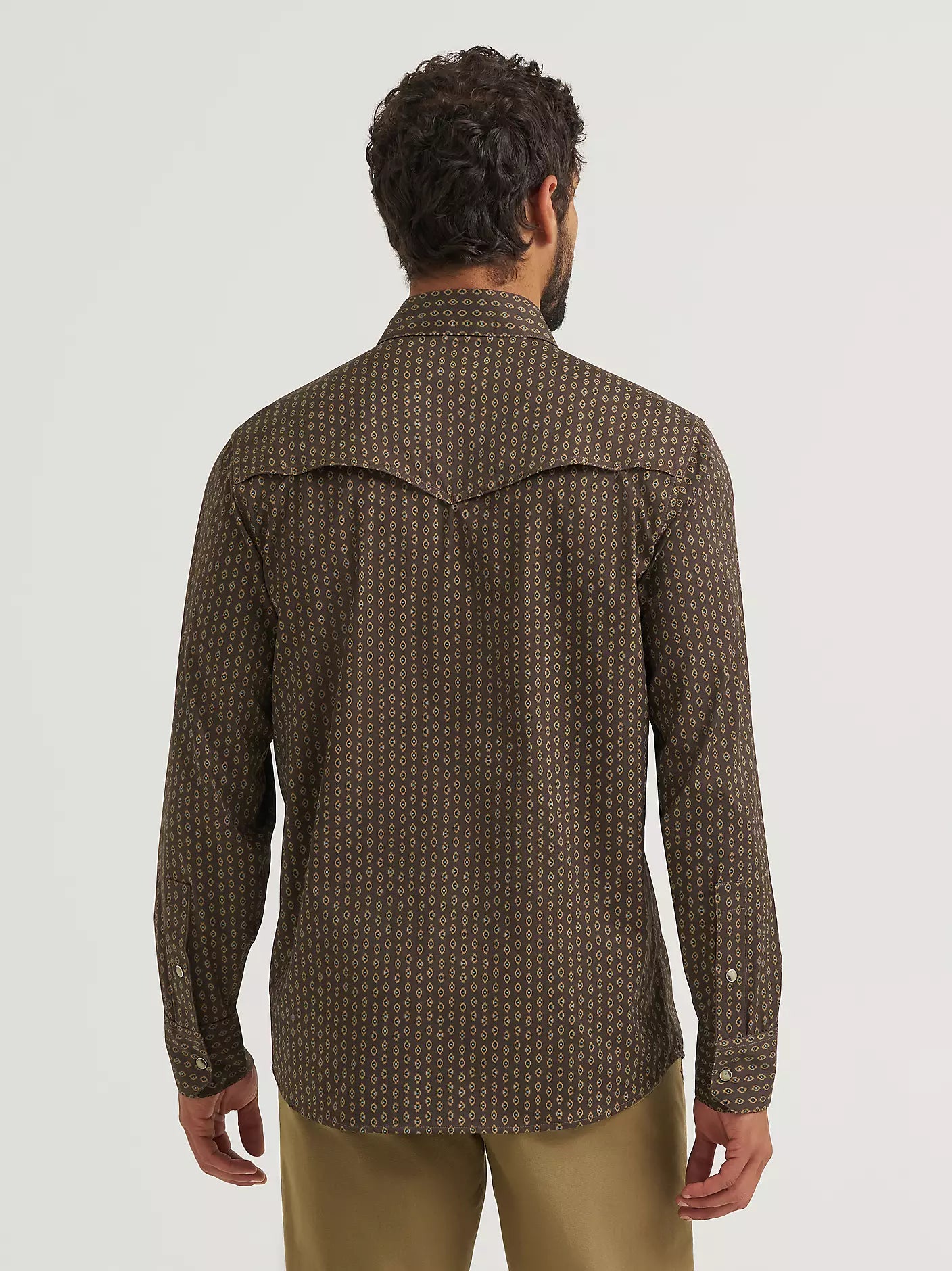 Wrangler All Terrain Gear Men's Turkish Coffee Ditzy Checotah Technical Shirt