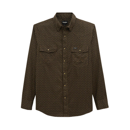 Wrangler All Terrain Gear Men's Turkish Coffee Ditzy Checotah Technical Shirt