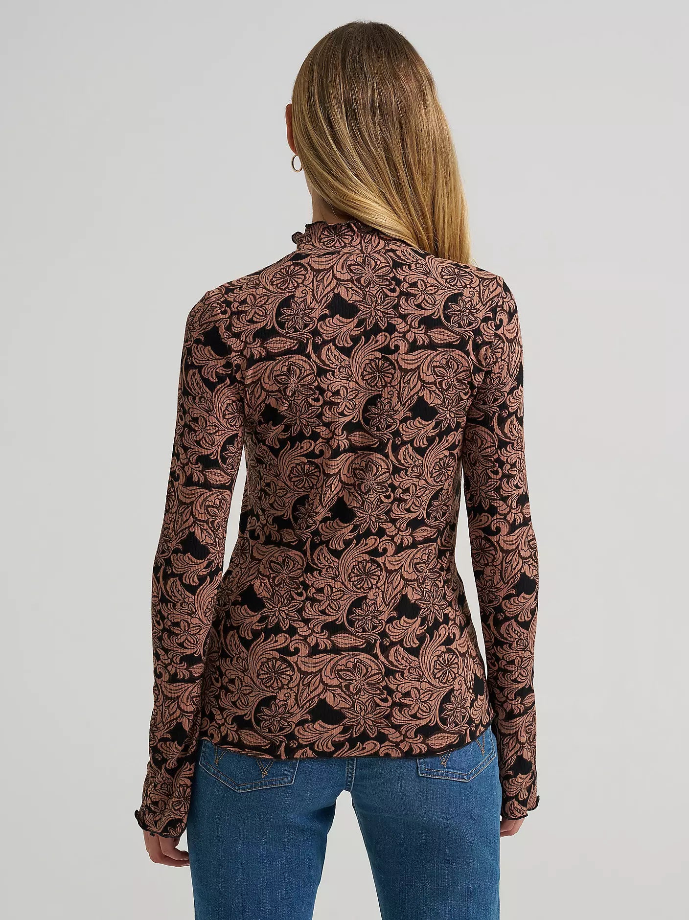 Wrangler Black Mock Neck Knit Blouse
