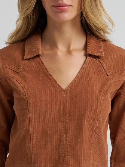 Wrangler Brown Prairie Popover Corduroy Shirt
