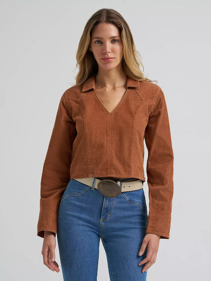 Wrangler Brown Prairie Popover Corduroy Shirt
