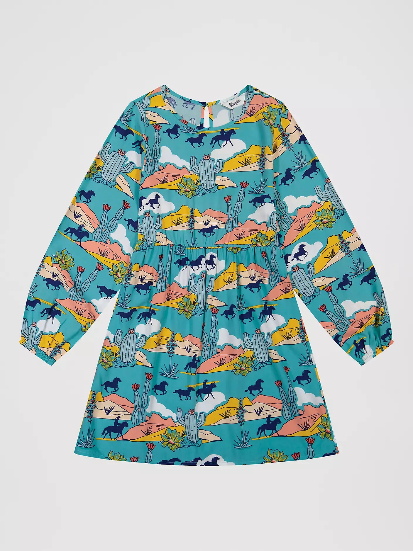 Wrangler Girl's Turquoise Bishop Sleeve Dress