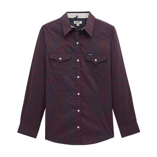 Wrangler Retro Burgundy Western Dress Snap Shirt