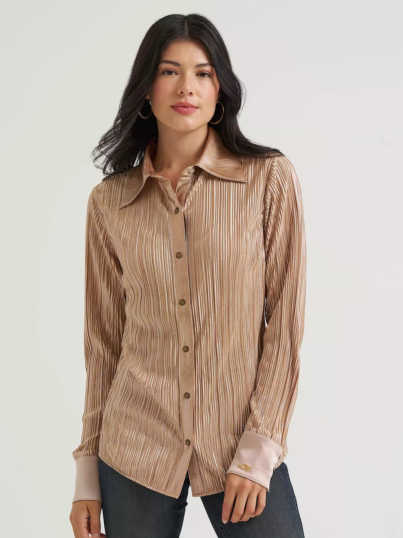 Lainey Wilson x Wrangler Rose Gold Lainey Snap Shirt