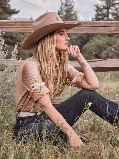 Lainey Wilson x Wrangler Rose Gold Lainey Snap Shirt