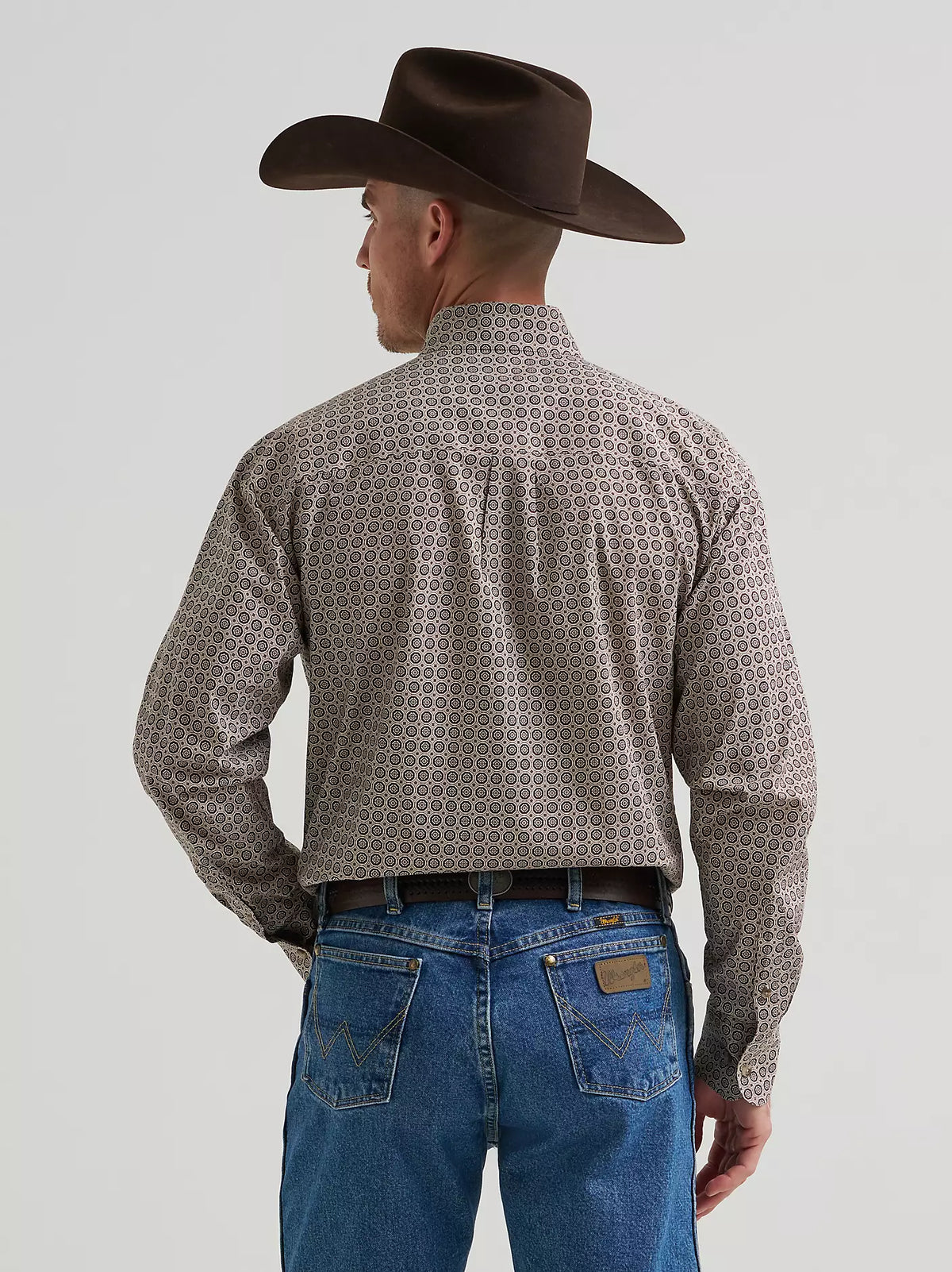 Wrangler George Strait Tan Medallion Long Sleeve Button Down Shirt