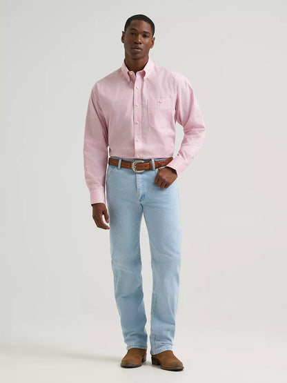 Wrangler Bucking Cancer Pale Pink Button Down Shirt