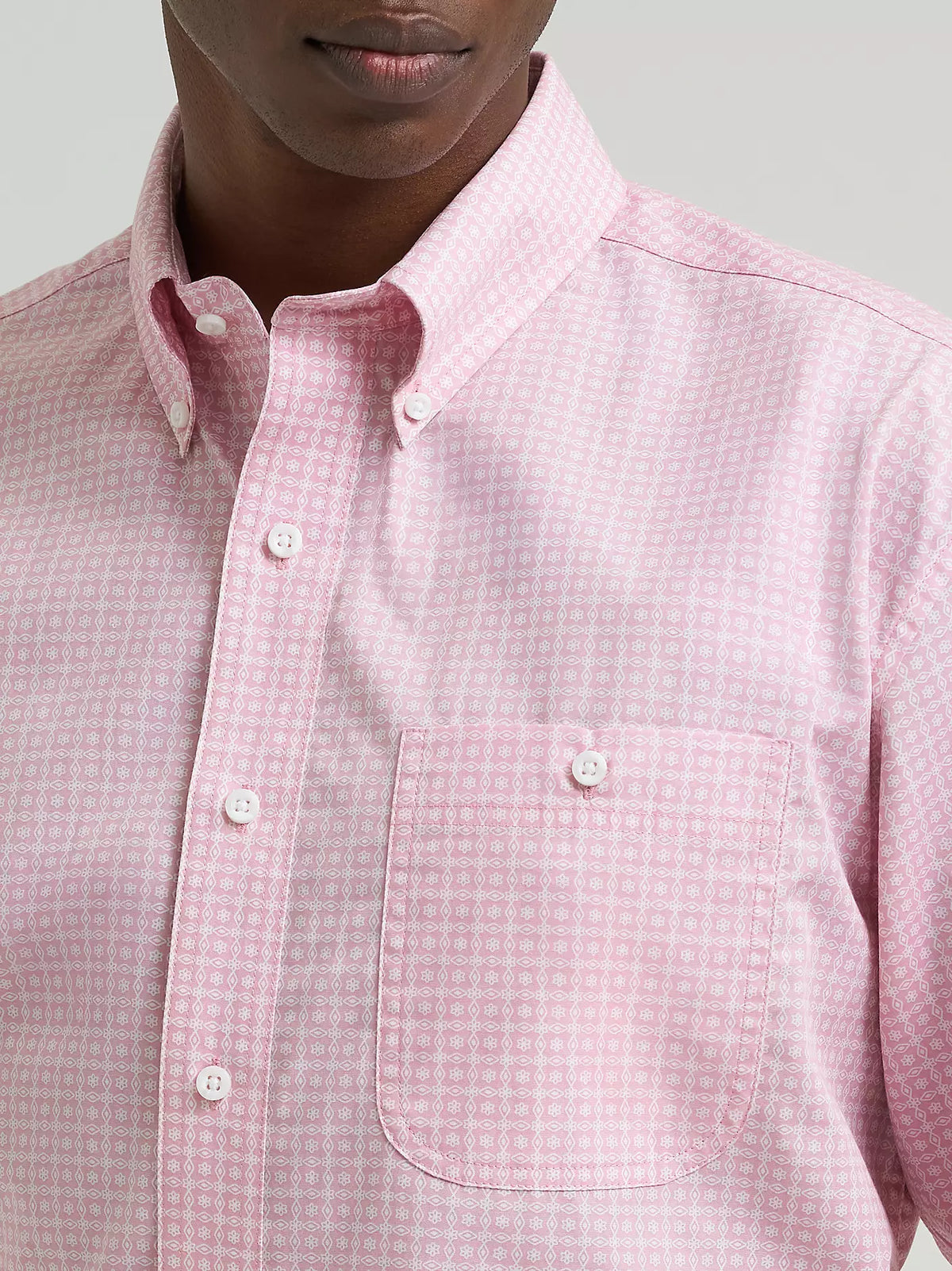 Wrangler Bucking Cancer Pale Pink Button Down Shirt