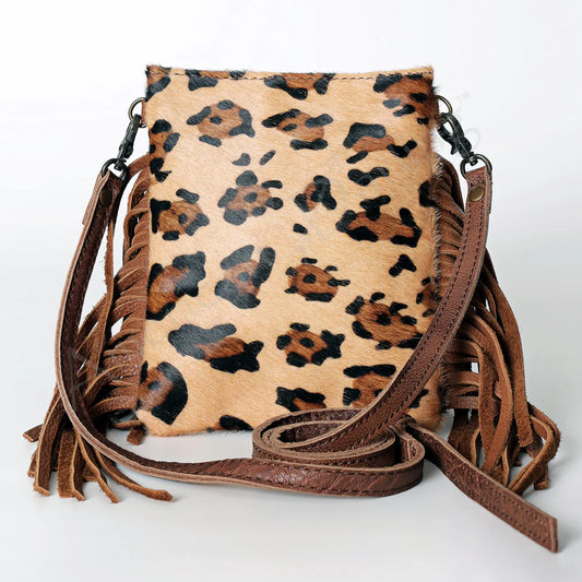 KACEY LEOPARD FRINGE CROSSBODY PURSE