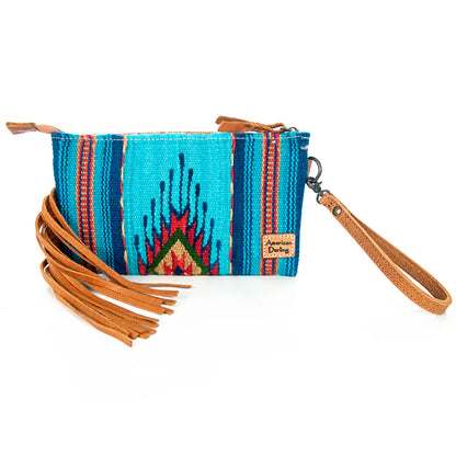 Olivia Turquoise Aztec Wristlet