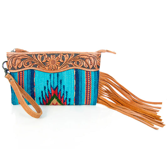 Olivia Turquoise Aztec Wristlet