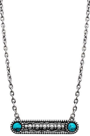 Western Concho Iron Oval Bar Gemstone Necklace