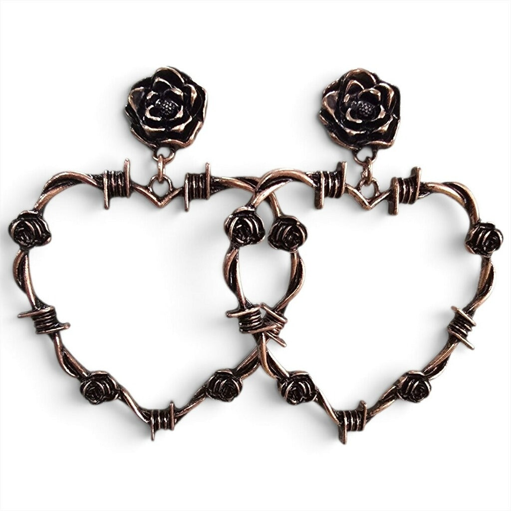 Copper Rose Barbed Wire Rose Heart
