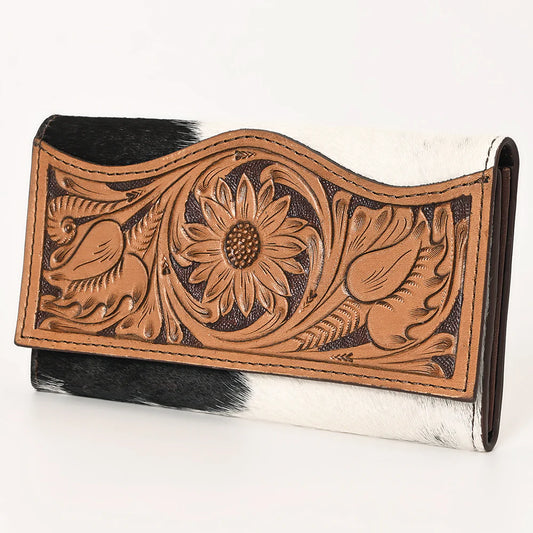 American Darling Hand Tooled Saddle Leather Cowhide Wallet