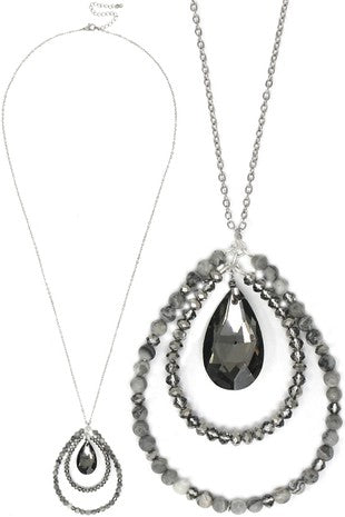 Wired Gemstone Crystal Bead Charm Pendant Necklace