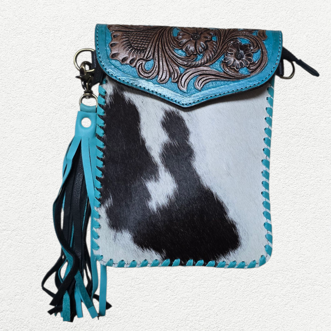 Floral Cowhide Tooled Leather Crossbody