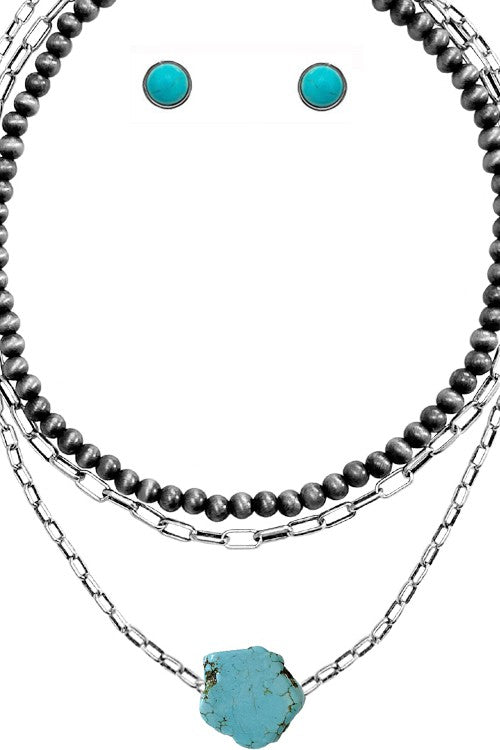 WESTERN ORGANIC GEMSTONE NAVAJO PEARL NECKLACE