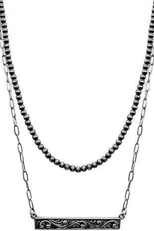 Paisley Bar Navajo Pearl Clip Chain Necklace